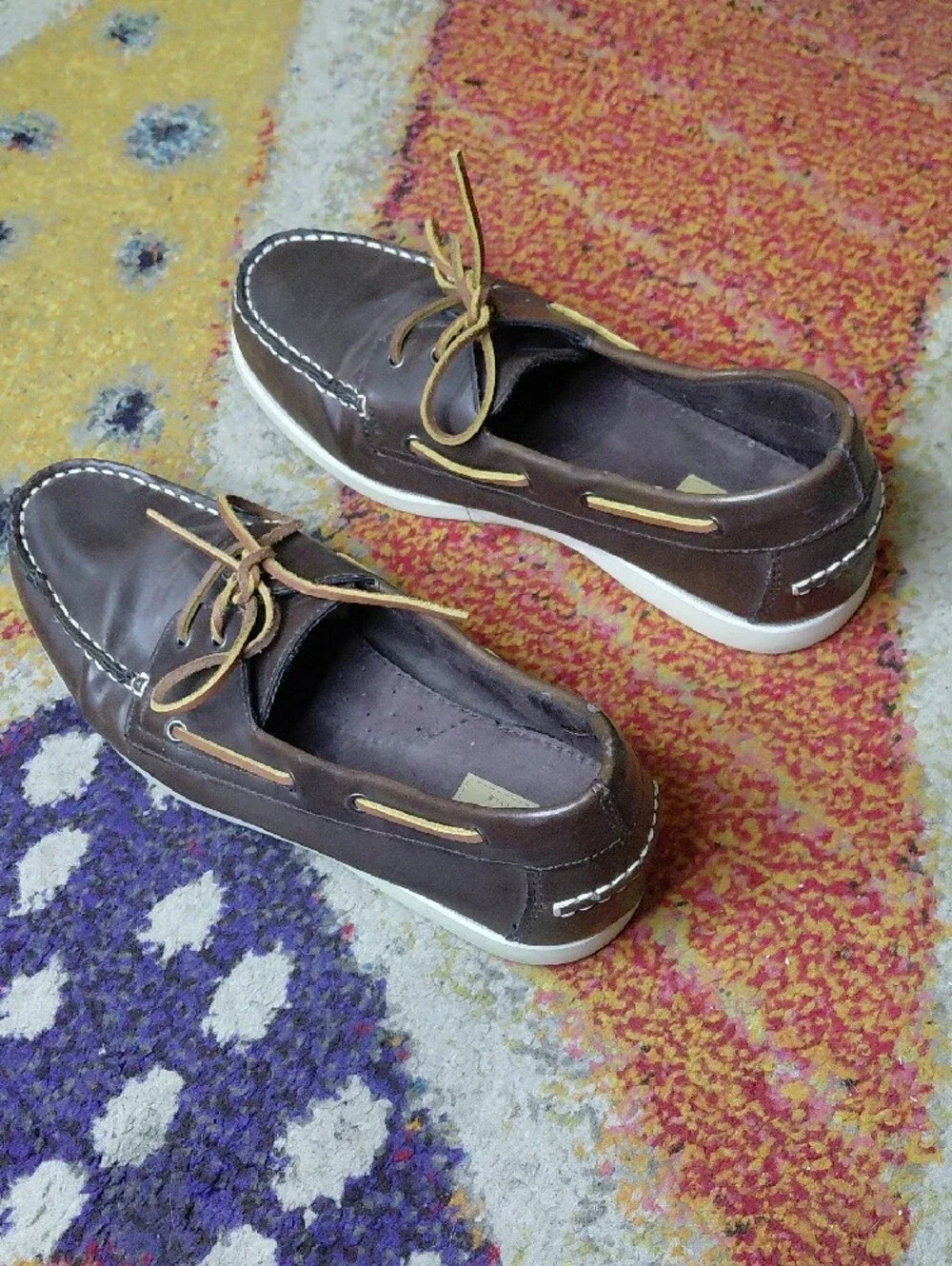 Sonoma Dark Brown Leather Boat Shoes with Tan Laces